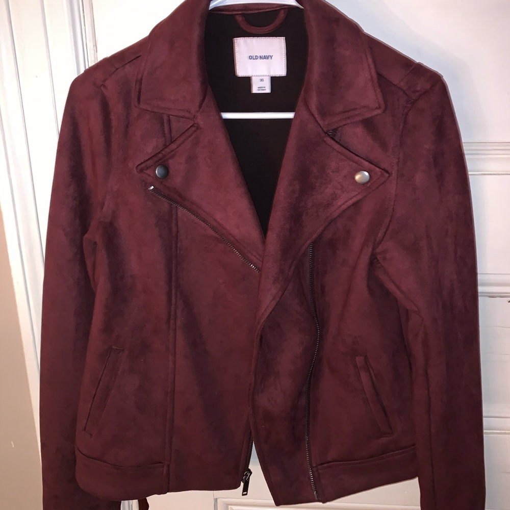 Suede maroon moto jacket